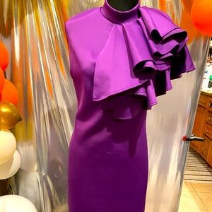 Purple ruffle sleeveless dress